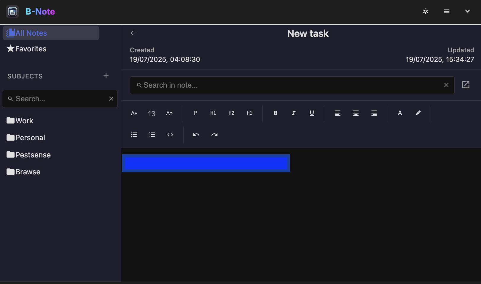 Rich text editing demo